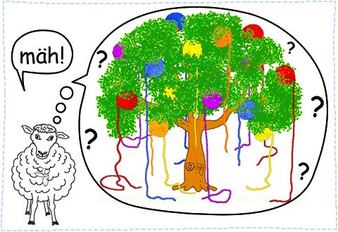 Schaf mit Wollknäuel-Baum Schaf mit Wollknäuel-Baum
